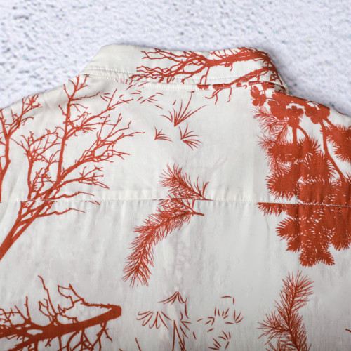 Custom all over print t shirts short sleeve woven shirt