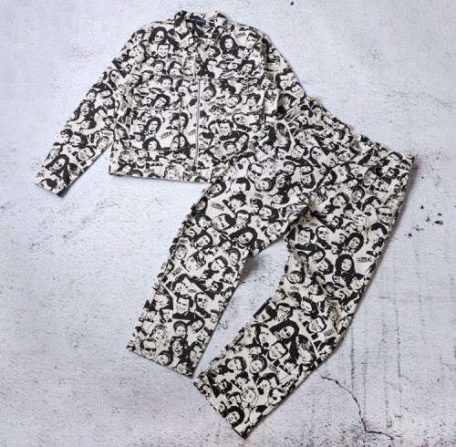 Custom tracksuit set manufacturer portrait jacket pants set