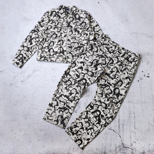 Custom tracksuit set manufacturer portrait jacket pants set