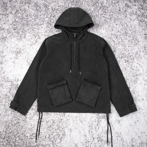 Custom Anorak Jacket | Washed Canvas Hooded Pullover OEM