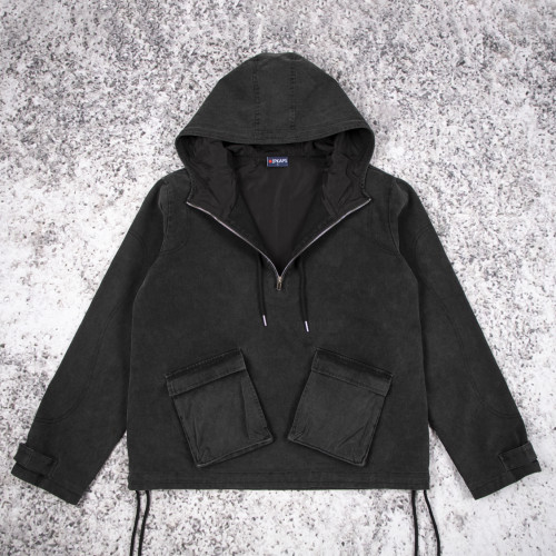 Custom Anorak Jacket | Washed Canvas Hooded Pullover OEM