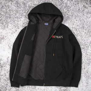 Custom Hooded Jackets Quilted Work Zip Jacket Manufacturer