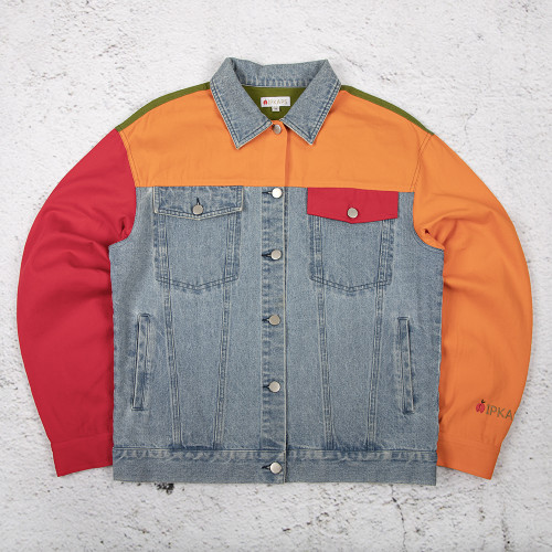 Custom Color Block Denim Jacket Manufacturer