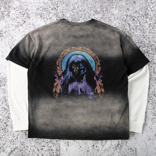 Custom Oversized T-shirt With Faux Layered Sleeves