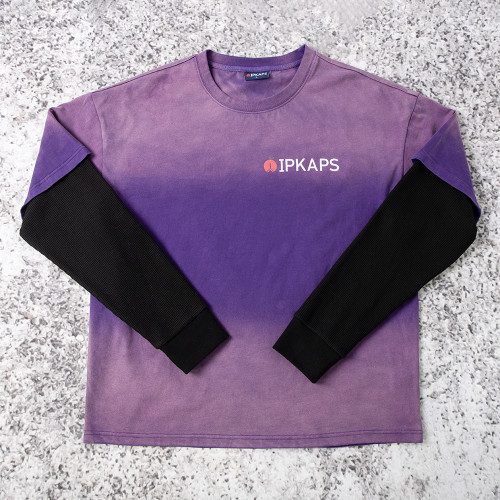 Custom oversized t shirt with waffle long sleeves