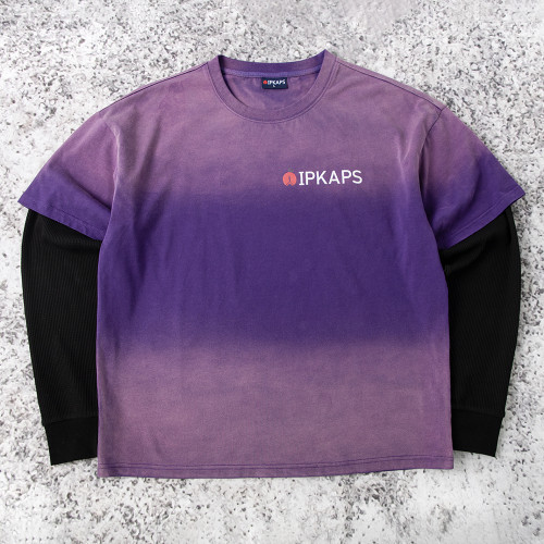 Custom oversized t shirt with waffle long sleeves