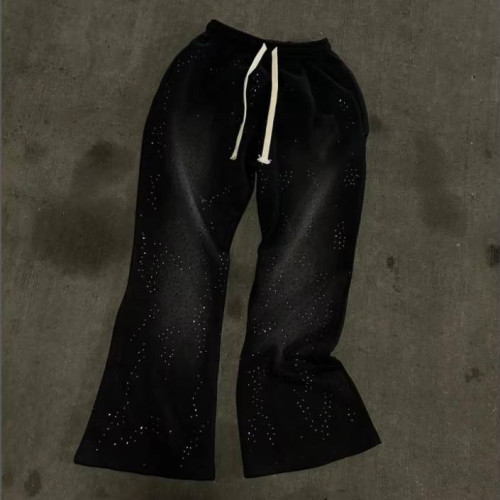 Custom Rhinestone Sweatpants with Flare Leg