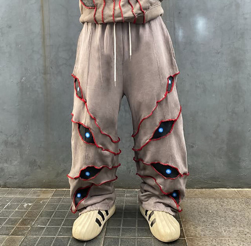 Custom Sweatpants with Patchwork Cutout Panels