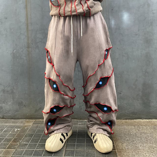 Custom Sweatpants with Patchwork Cutout Panels