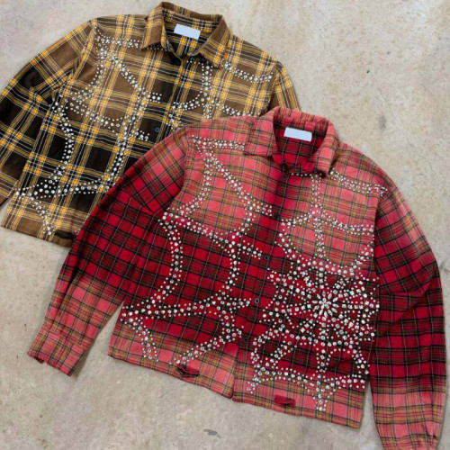 Custom Flannel Jacket with Rhinestones for Private Label Brands
