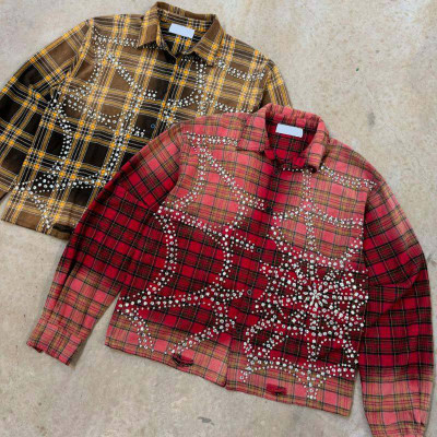 Custom Flannel Jacket with Rhinestones for Private Label Brands