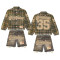 Custom Tracksuit Set with Plaid Shirt and Denim Shorts