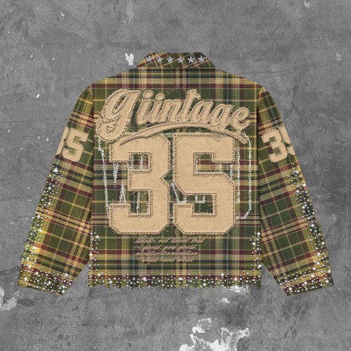 Custom Tracksuit Set with Plaid Shirt and Denim Shorts