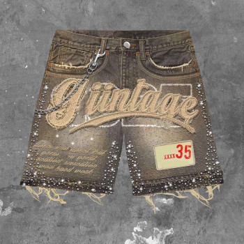 Custom Tracksuit Set with Plaid Shirt and Denim Shorts