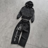 Custom tracksuit set with cropped hoodie and wide pants