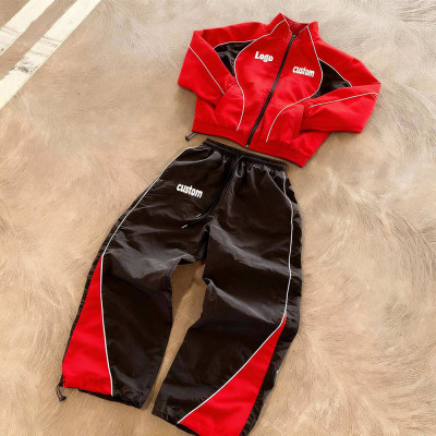 Custom Tracksuit Set with Cropped Jacket and Wide-Leg Pants