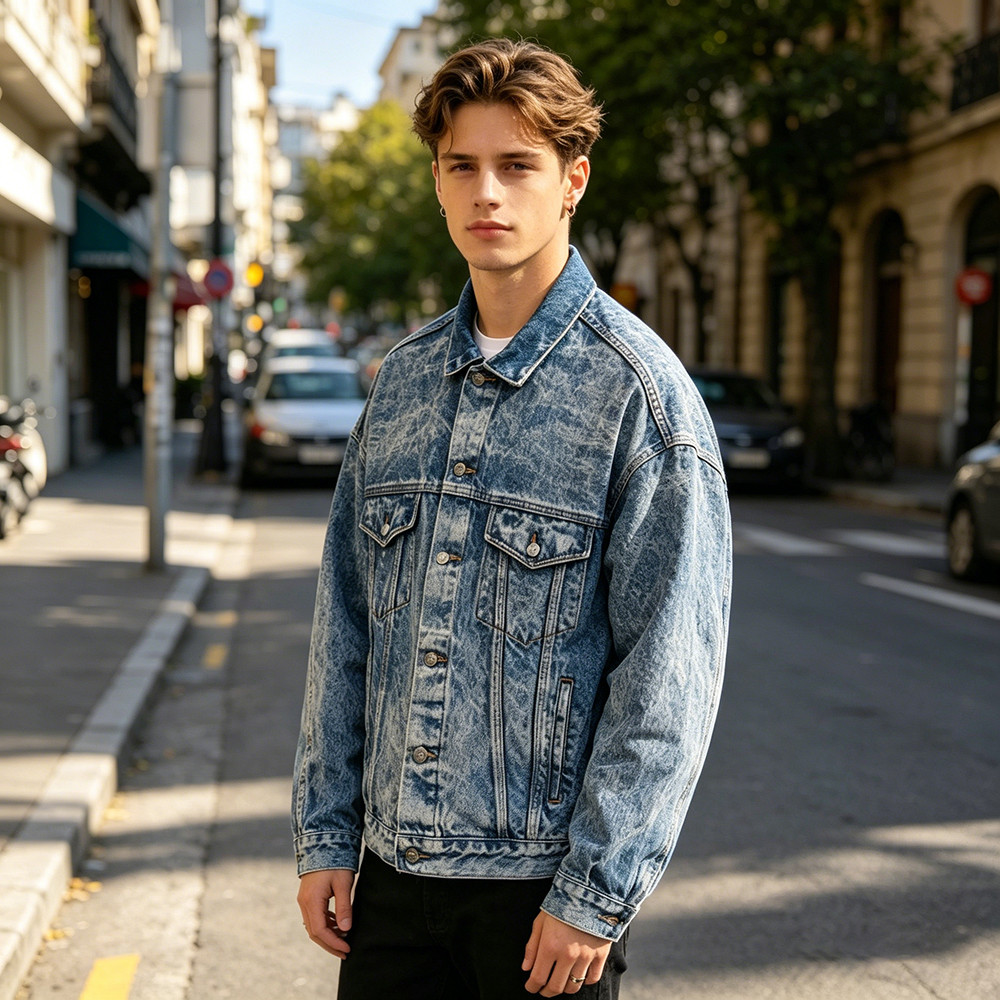 Green retro jacket model display