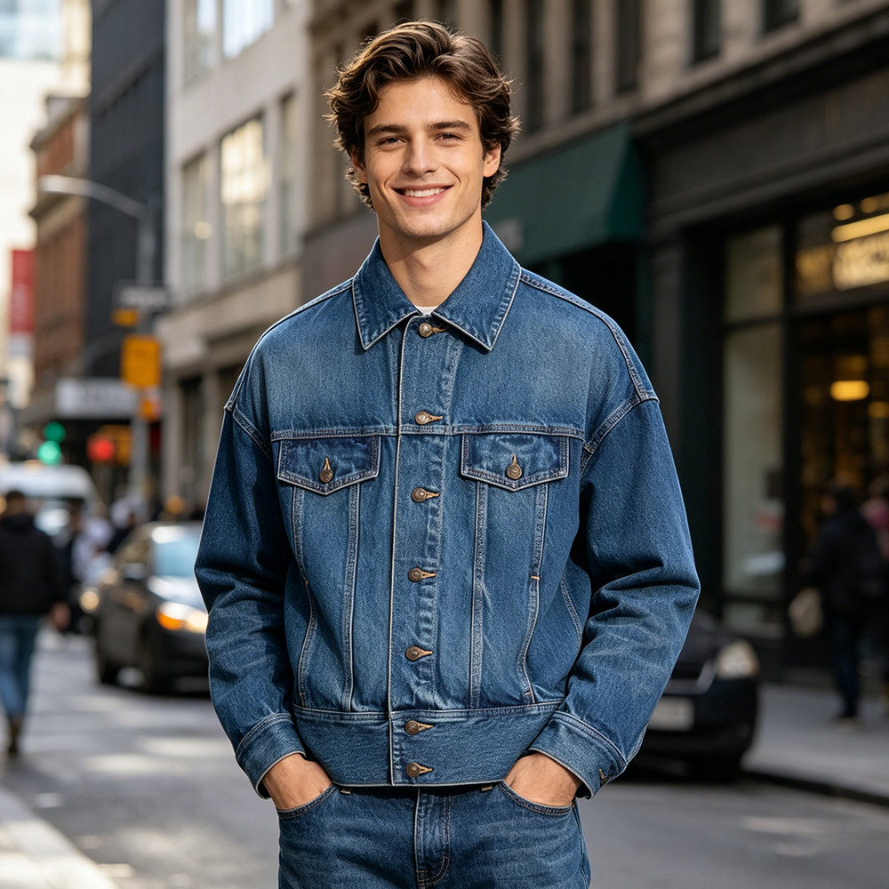 Green retro jacket model display