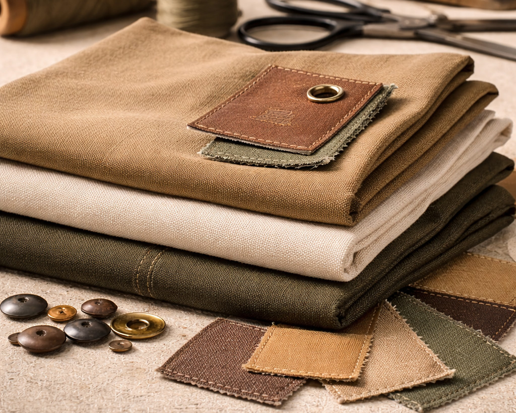 Cotton twill and canvas fabric detail