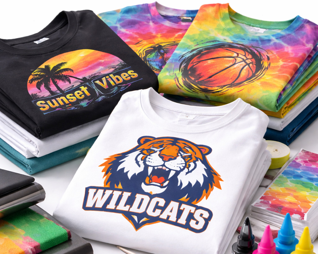 Screen print, puff print, DTF and DTG techniques for custom T-shirts