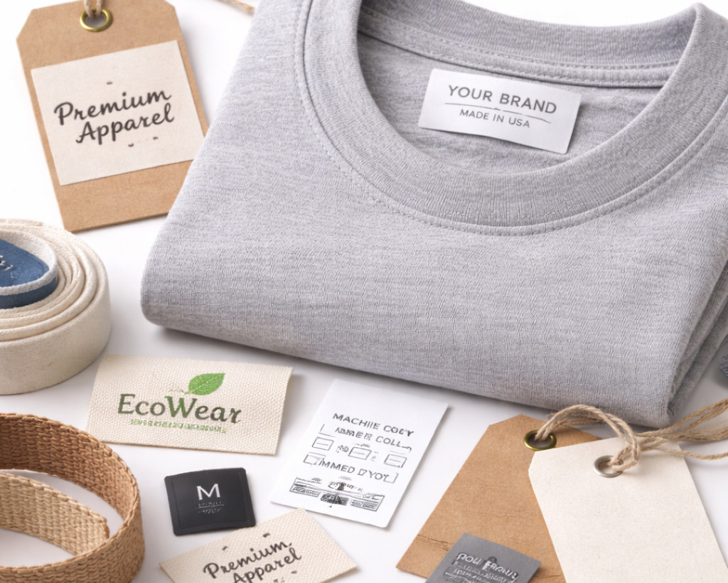 Neck rib, woven labels and trims for custom T-shirts