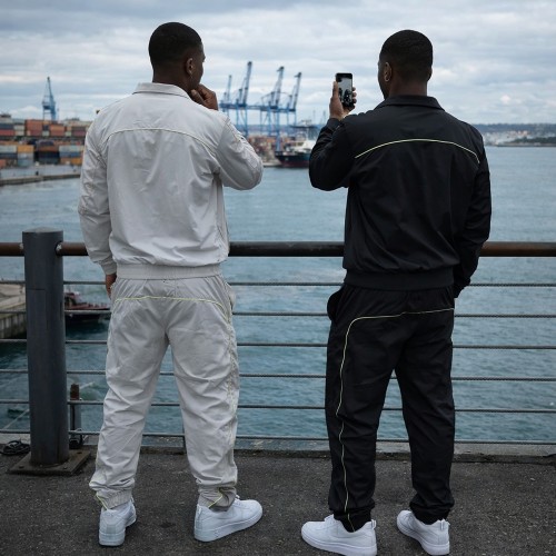 Custom Nylon Tracksuit Set with Contrast Piping