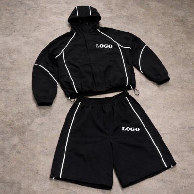 Custom Tracksuit Set with Hooded Jacket and Shorts