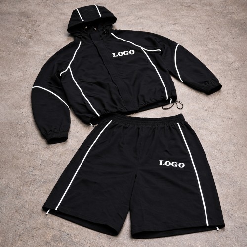 Custom Tracksuit Set with Hooded Jacket and Shorts