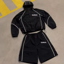 Custom Tracksuit Set with Hooded Jacket and Shorts