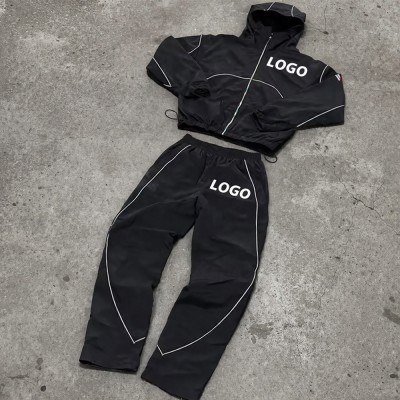 Custom Nylon Tracksuit Set with Hooded Jacket