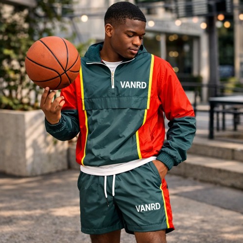 Custom Tracksuit Set with Windbreaker Jacket and Shorts