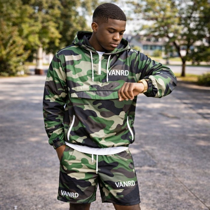 Custom Tracksuit Set with Windbreaker Jacket and Shorts