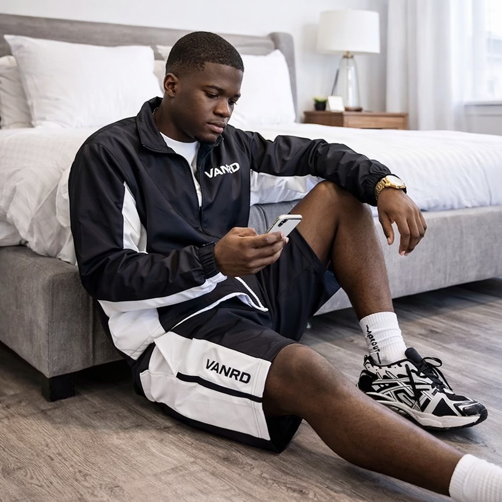 Green retro jacket model display