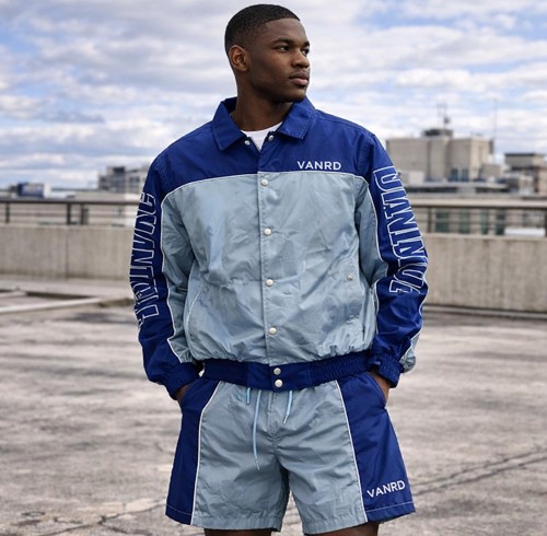 Custom Nylon Tracksuit Set with Snap Jacket and Shorts