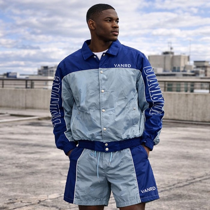 Custom Nylon Tracksuit Set with Snap Jacket and Shorts