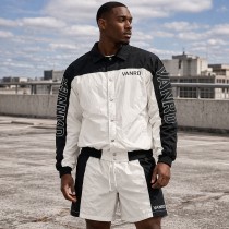 Custom Nylon Tracksuit Set with Snap Jacket and Shorts