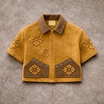 Custom Work Jacket with Short Sleeves and Stud Details