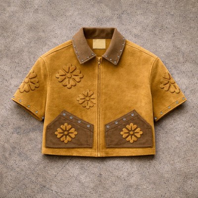 Custom Work Jacket with Short Sleeves and Stud Details