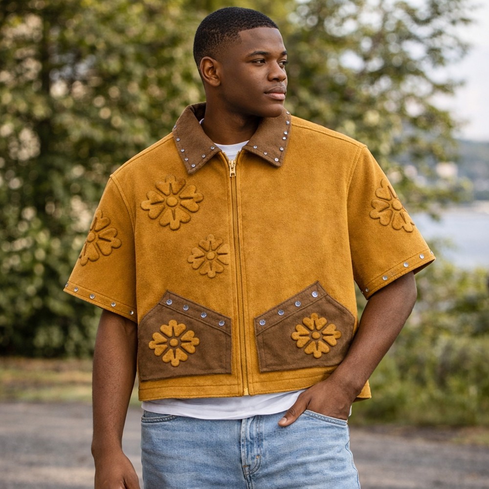 Green retro jacket model display