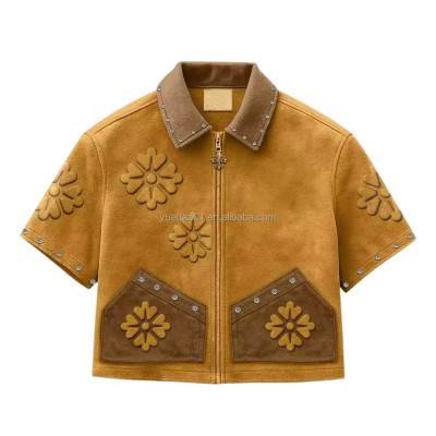 Custom Work Jacket with Short Sleeves and Stud Details