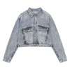 Custom Denim Jacket Manufacturer for Studded Cropped Styles