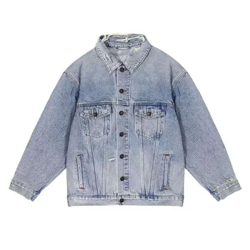 Custom Distressed Denim Jacket for Streetwear