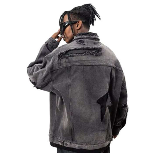 Custom Distressed Denim Jacket for Streetwear