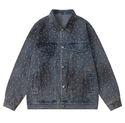 Custom Denim Jacket for Rhinestone Streetwear
