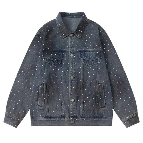 Custom Denim Jacket for Rhinestone Streetwear