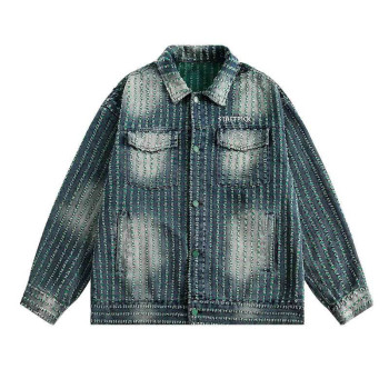 Custom Printed Denim Jacket for Patterned Wash