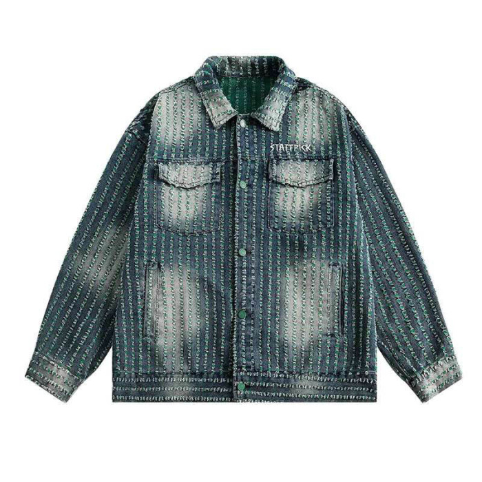 Custom Printed Denim Jacket for Patterned Wash