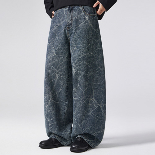 Custom Baggy Jeans for Crackle Wash Streetwear