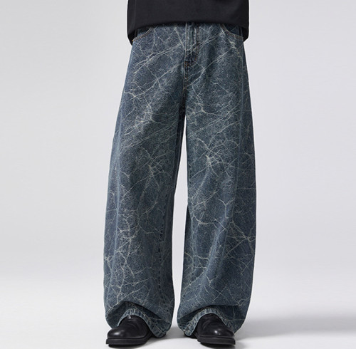 Custom Baggy Jeans for Crackle Wash Streetwear