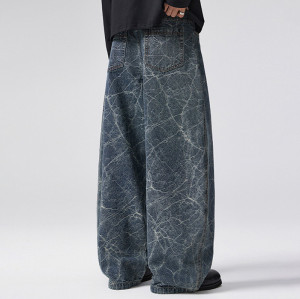 Custom Baggy Jeans for Crackle Wash Streetwear